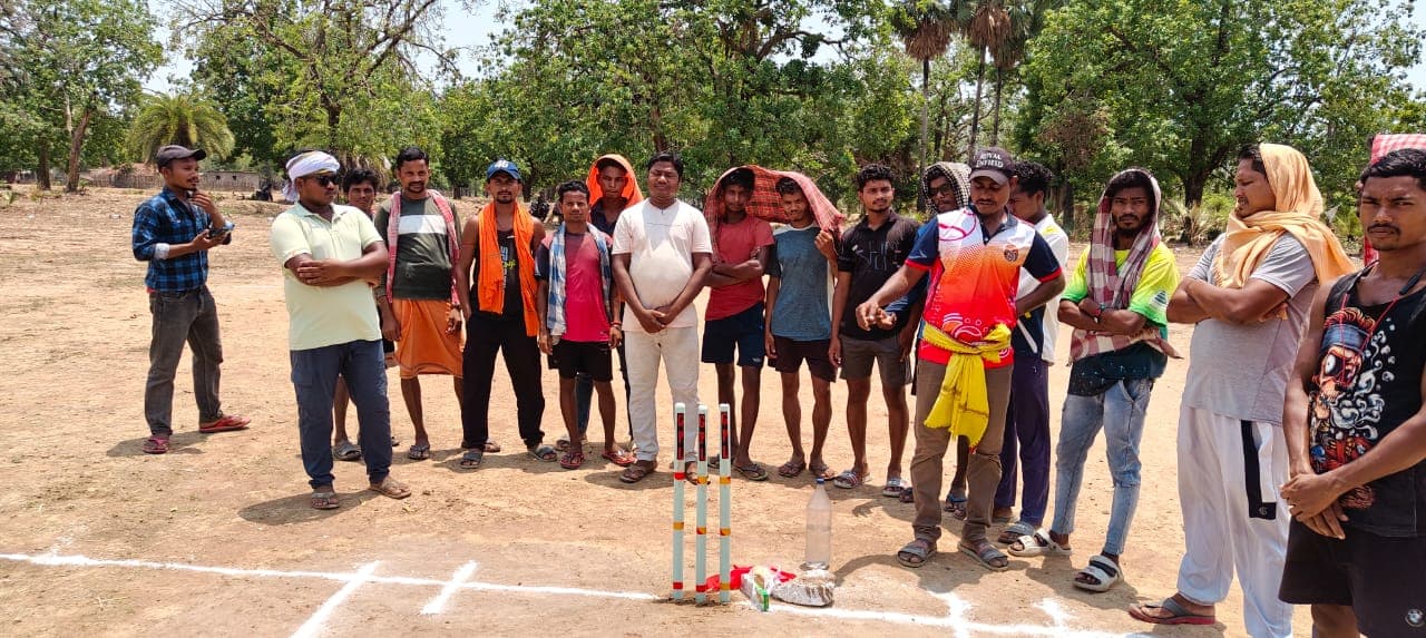 Cricket action representing Maa Gumam Devi Cricket Club